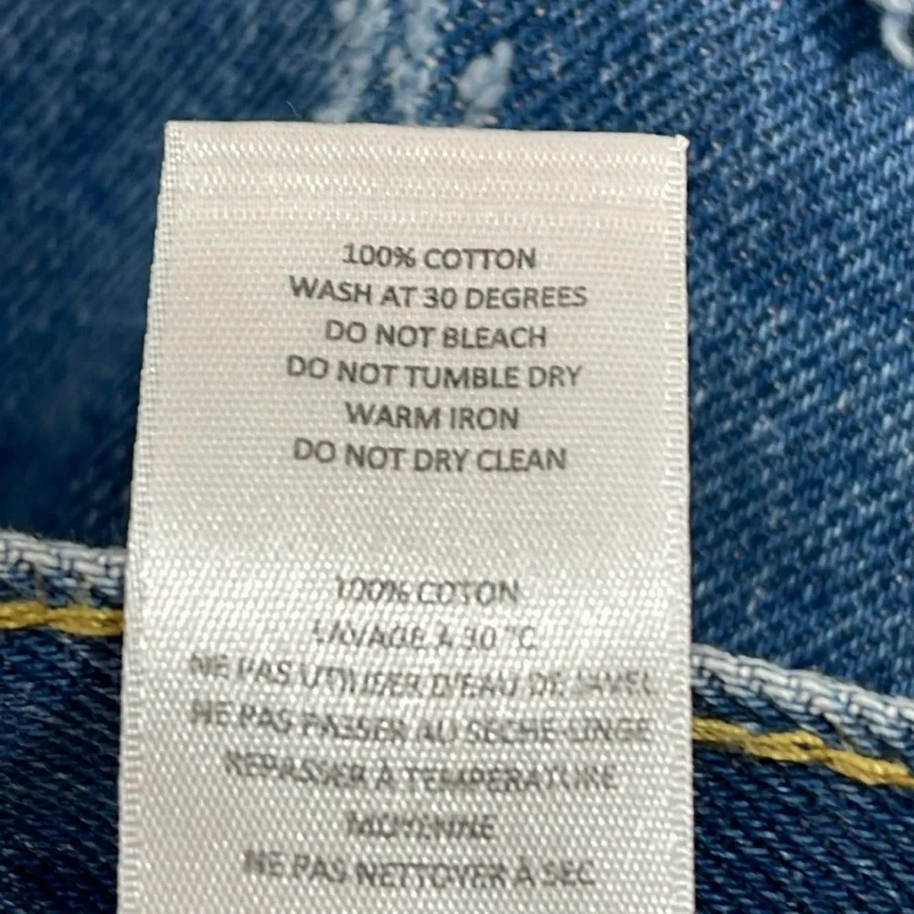 BOOHOO UNEVEN RAW HEM DISTRESSED DENIM SKIRT MID BLUE WITH POCKETS SIZE 4 NEW - Picture 9 of 11